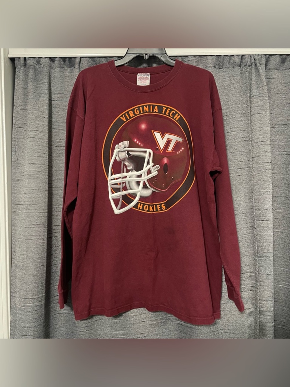 Vintage 90s Virginia Tech Hokies Football Red Graphic Long Sleeve T Shirt Sz XL